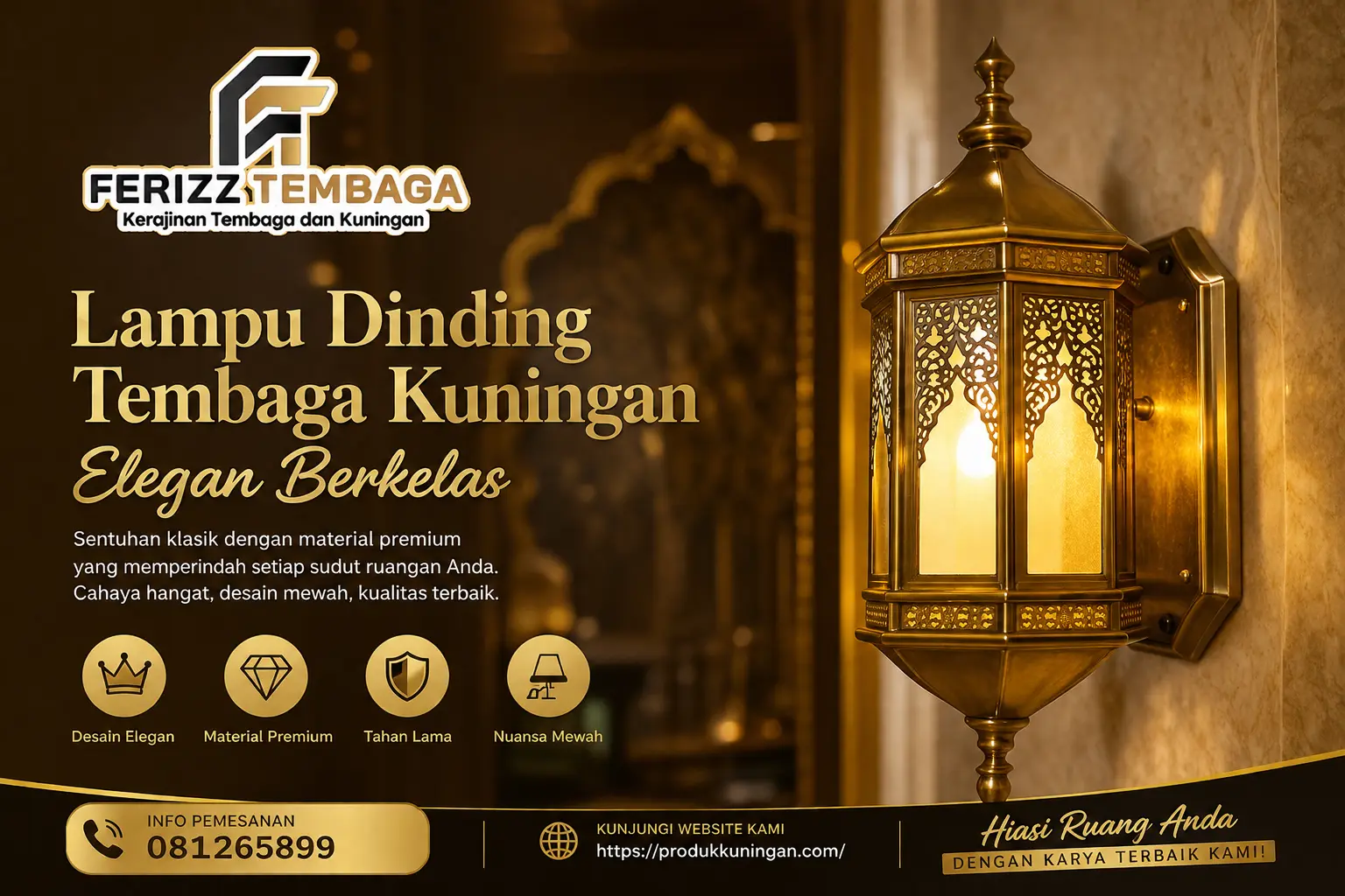 Lampu Dinding Tembaga Kuningan Elegan Berkelas