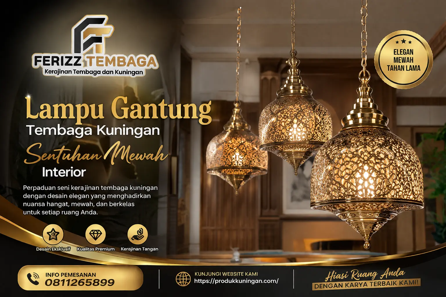 Lampu Gantung Tembaga Kuningan Sentuhan Mewah Interior