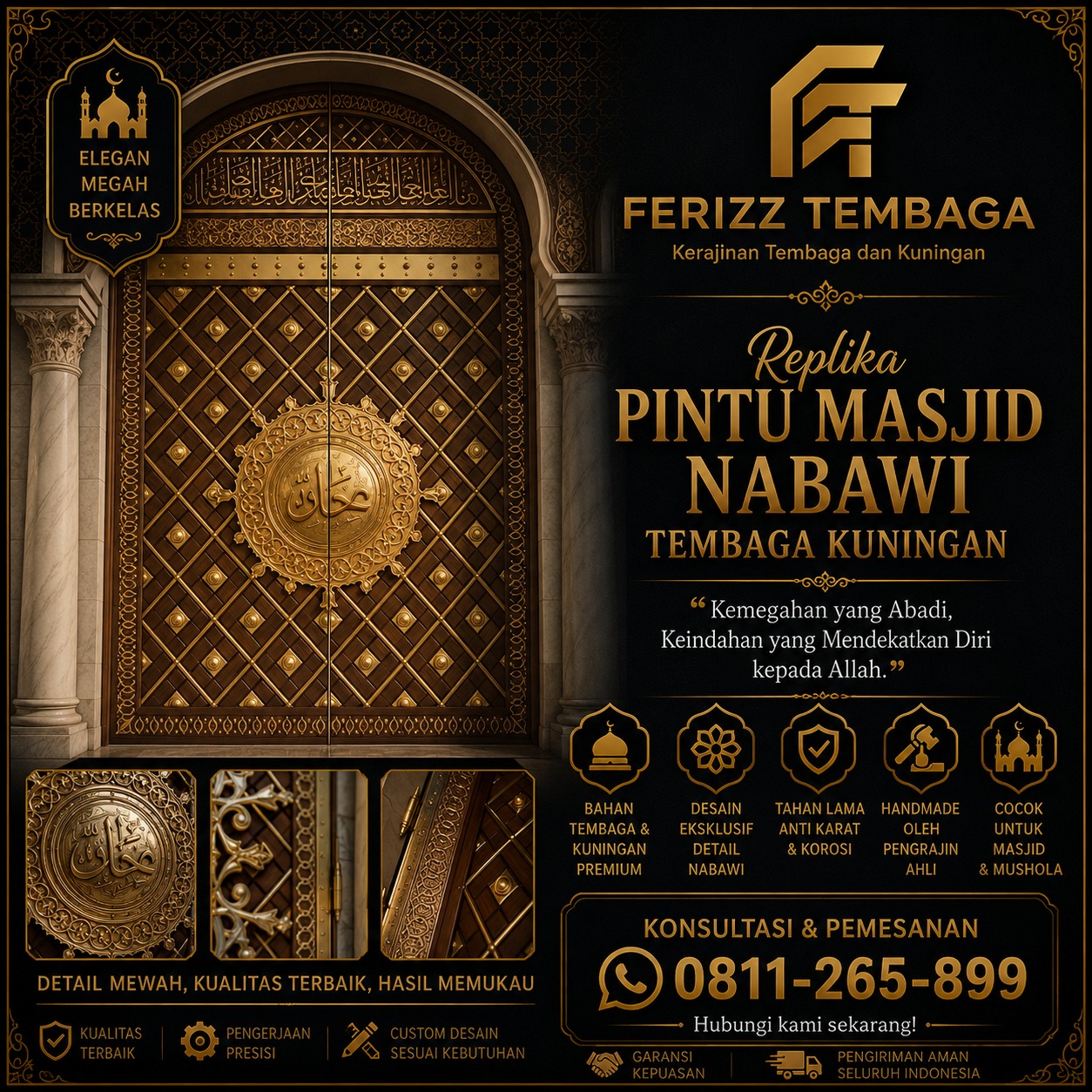 main img pintu masjid nabawi Replika Pintu Masjid Nabawi Tembaga - Image 1