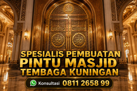 Spesialis pembuatan pintu masjid tembaga kuningan Boyolali dengan desain custom dan finishing premium